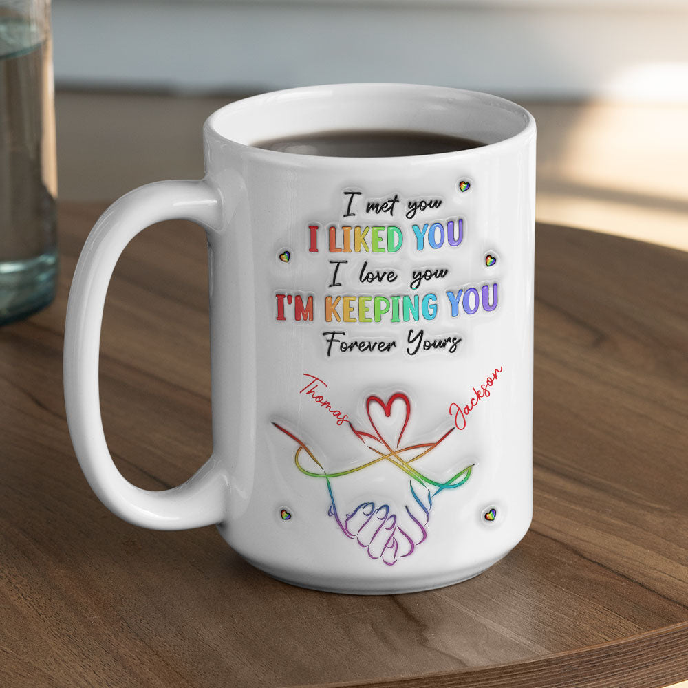 Custom Anniversary Keepsake Gifts For Couple • I Love You Love Is Love - Personalized 3D Inflated Effect Mug
