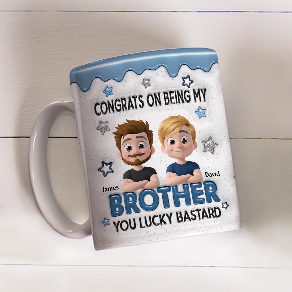 Custom Christmas & Birthday Gift For Brother • Congrats Bro - Personalized 3D Inflated Effect Mug