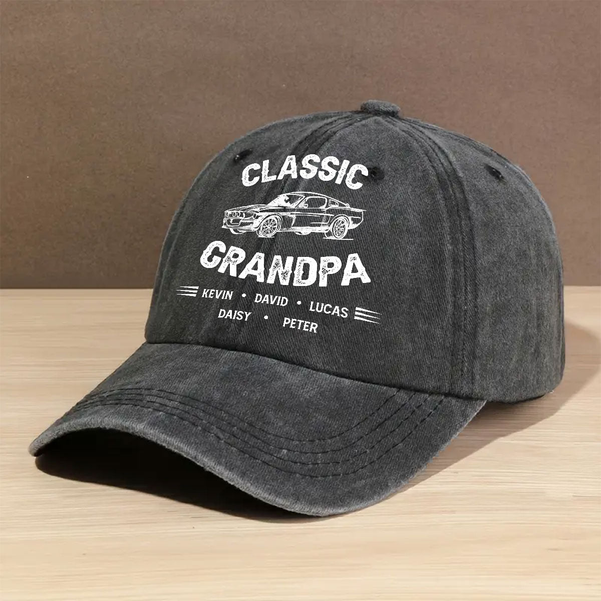 Custom Christmas Headwear Birthday Gifts for Grandpa • Classic Grandpa - Personalized Vintage Washed Denim Cap