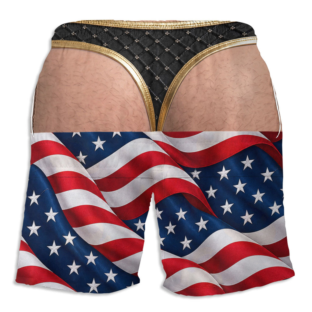 Custom Funny 3D Body Swim Trunks for Men, Birthday Summer Gift • Rear View Revival - Personalized Beach Shorts