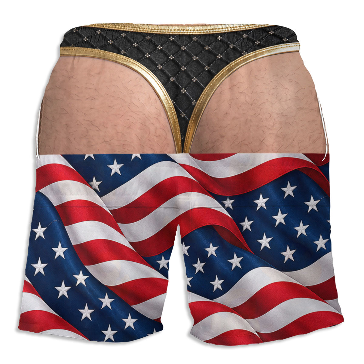 Custom Funny 3D Body Swim Trunks for Men, Birthday Summer Gift • Rear View Revival - Personalized Beach Shorts