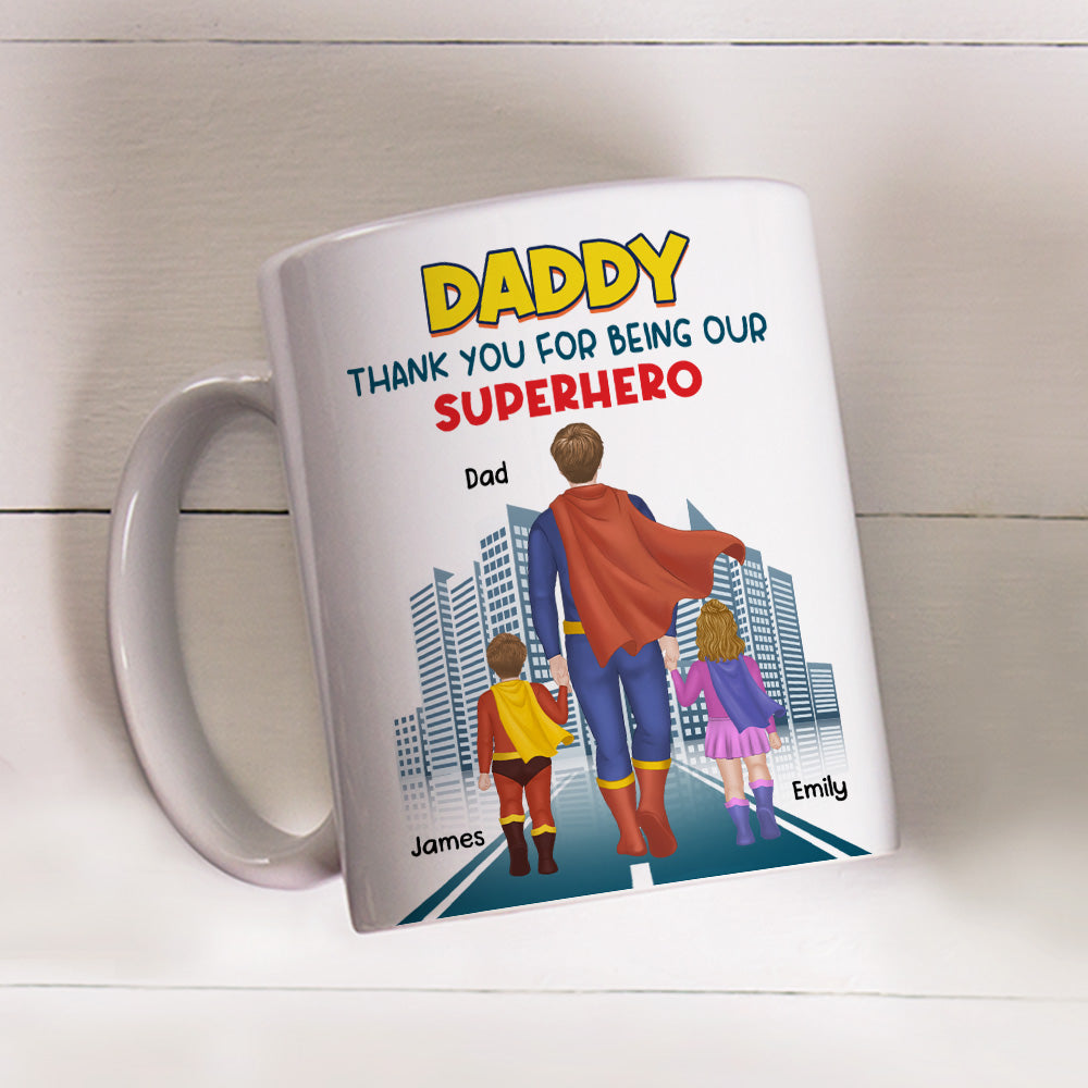 Custom Father's Day, Special Gift for Dad & Grandpa • Dad The Hero - Personalized Coffee Mug