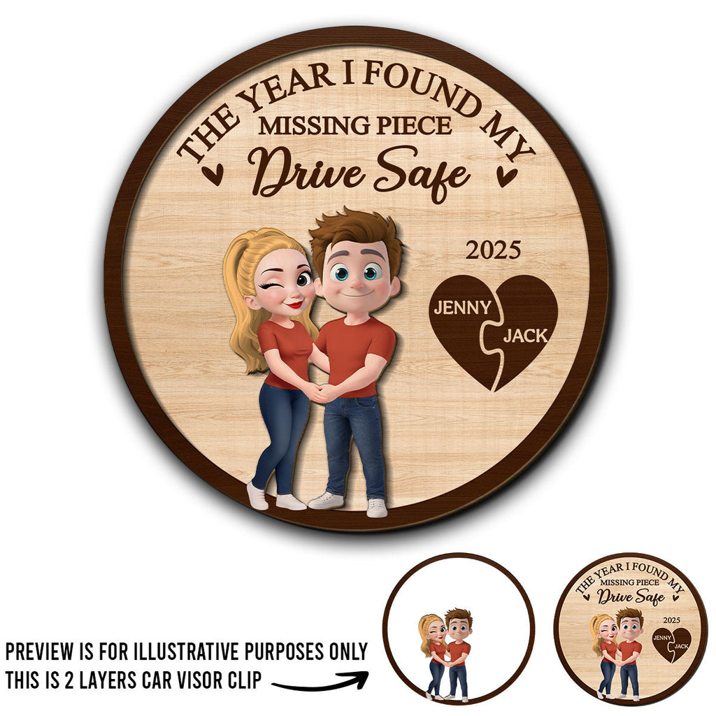 The Year I Found My Missing Piece Kissing Couples - Personalized Car Visor Clip