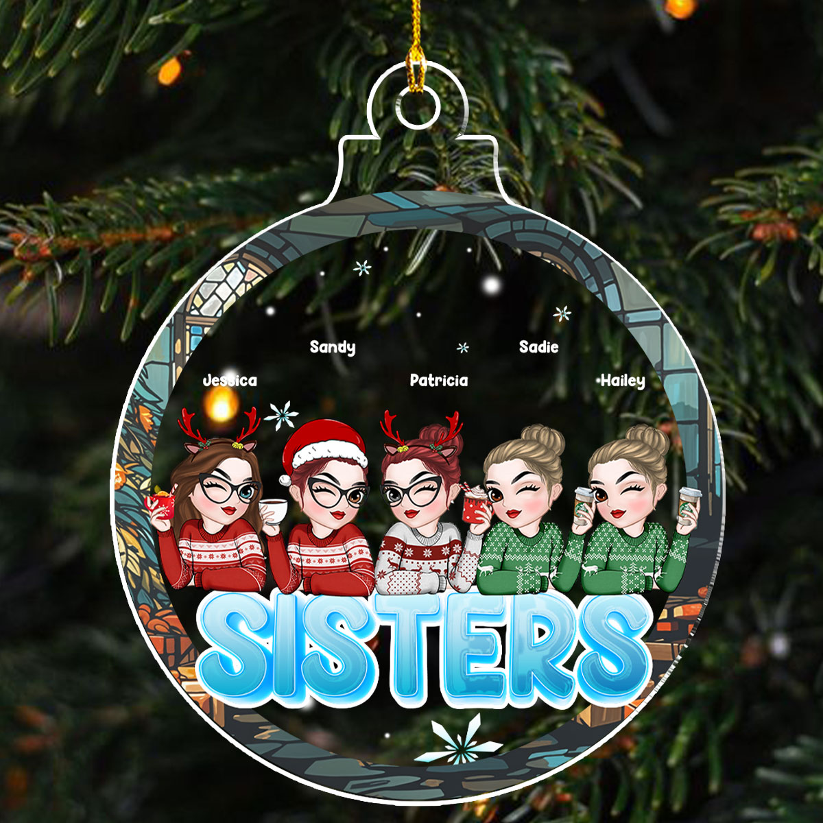 Custom Friendship Christmas Ornament, Best Friend Gift •  Besties Christmas - Personalized Acrylic Ornament