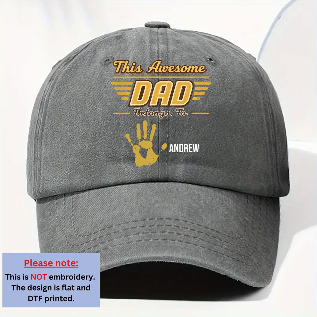 Custom Father's Day Christmas Birthday Gifts for Dad • Awesome Daddy - Personalized Vintage Washed Denim Cap