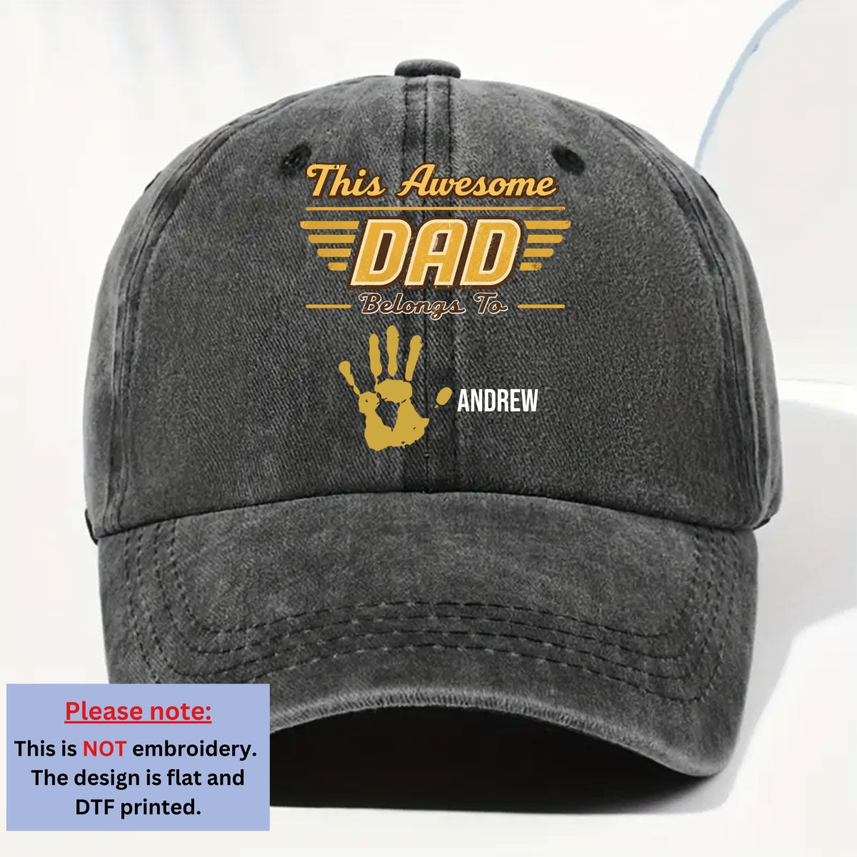 Custom Father's Day Christmas Birthday Gifts for Dad • Awesome Daddy - Personalized Vintage Washed Denim Cap