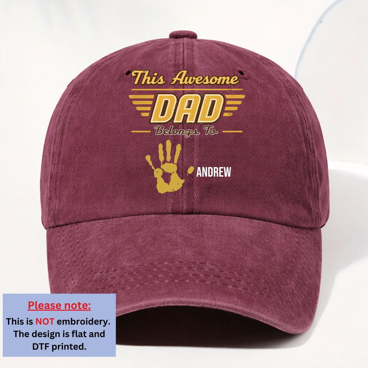 Custom Father's Day Christmas Birthday Gifts for Dad • Awesome Daddy - Personalized Vintage Washed Denim Cap
