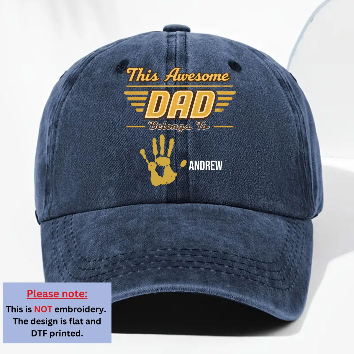 Custom Father's Day Christmas Birthday Gifts for Dad • Awesome Daddy - Personalized Vintage Washed Denim Cap