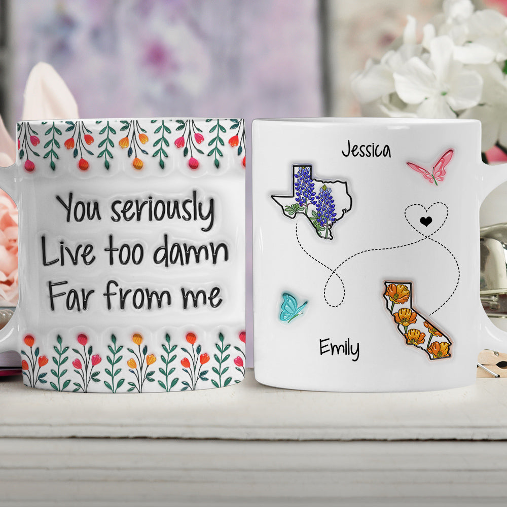 Custom Best Friend, Christmas & Birthday Friendship Keepsake Gift • Live Far From Me - Personalized 3D Inflated Effect Mug