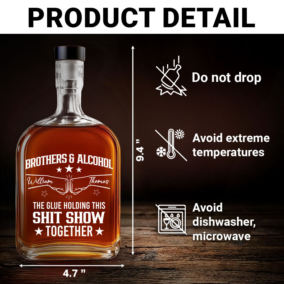 Brothers And Alcohol - Personalized Spirits Decanter
