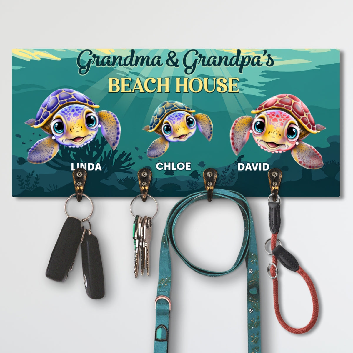 Grandparents Beach House - Personalized Wooden Key Holder