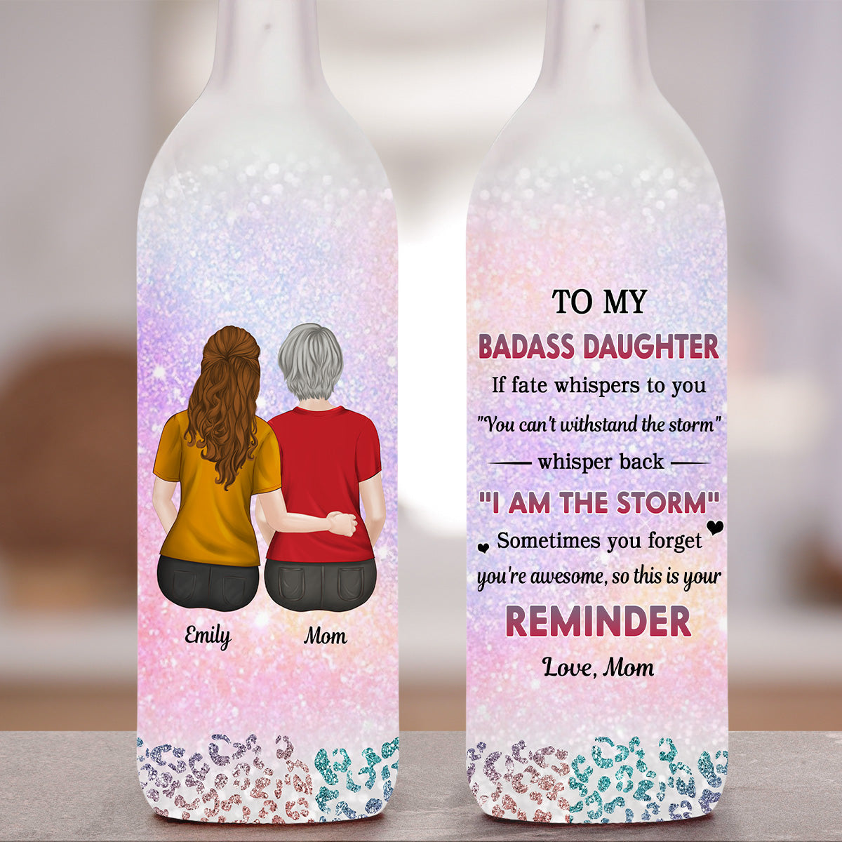 From Mom To Badass Daughter - Personalized Bottle Lamp