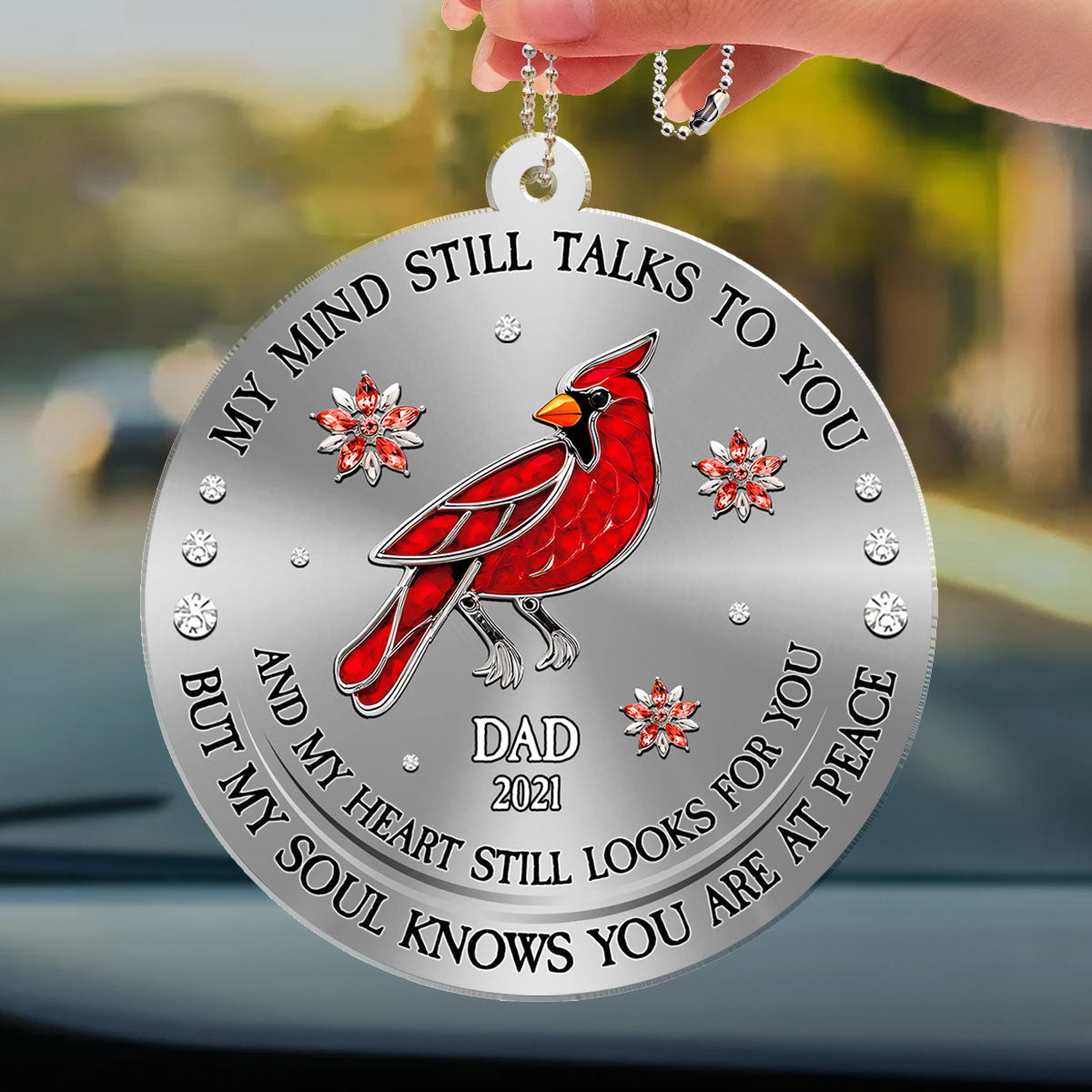Cardinal Hummingbird My Mind My Heart My Soul Ver 2 - Personalized Car Ornament