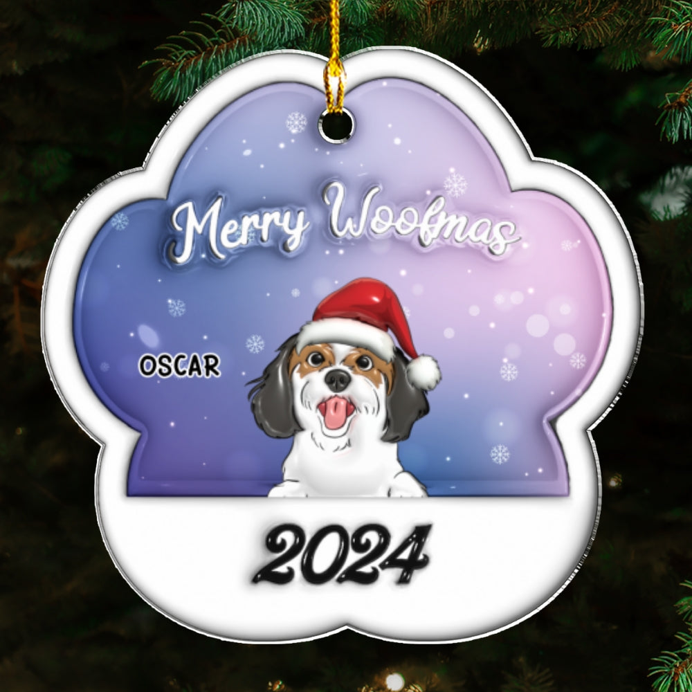Custom Keepsake Christmas Ornament •  Merry Woofmas 2024 - Personalized 3D Inflated Effect Acrylic Ornament