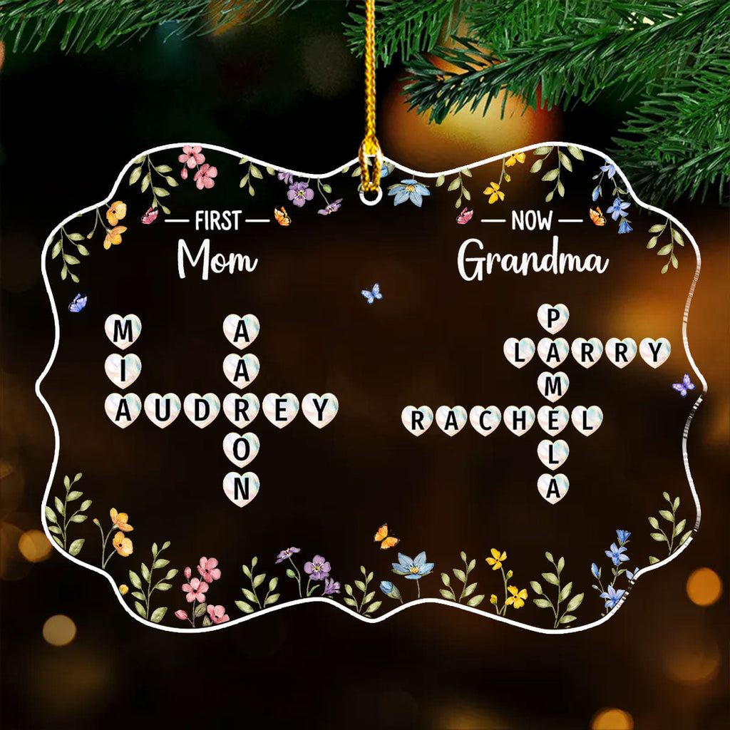 Custom Family Ornament, Christmas Gift for Family Members •  From Mom To Grandma Crossword - Personalized Acrylic Ornament