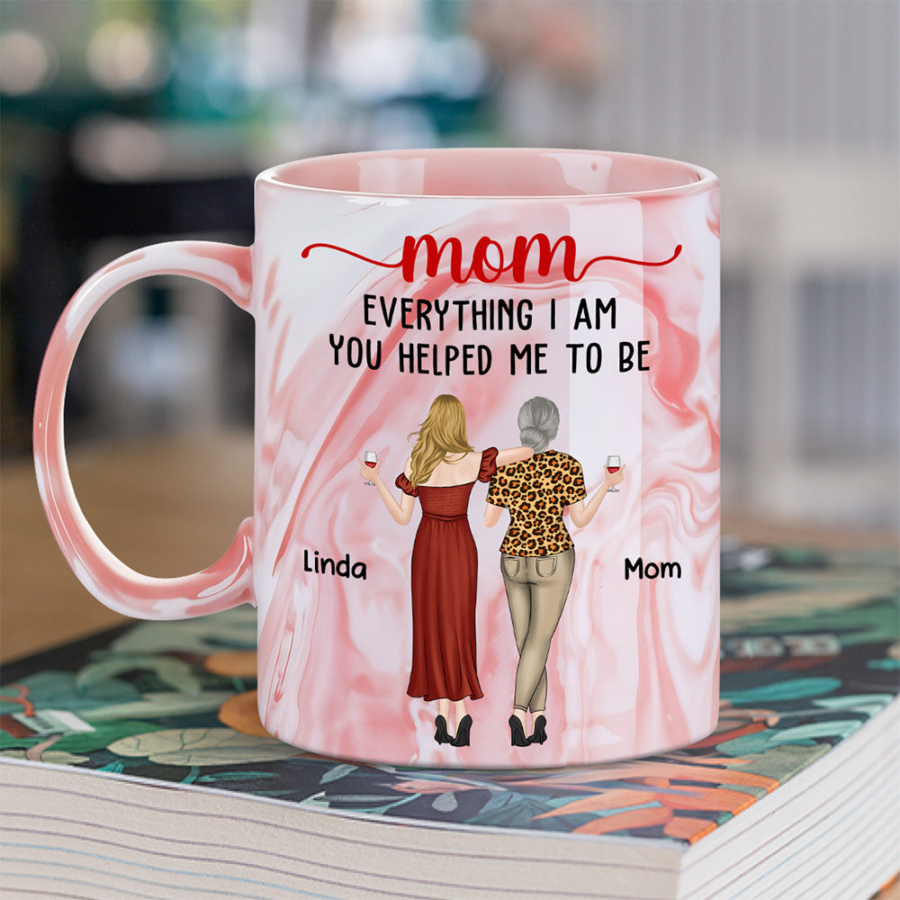 Custom Mother's Day Gift for Mom & Grandma • Everything I Am - Personalized Pink Marble Mug