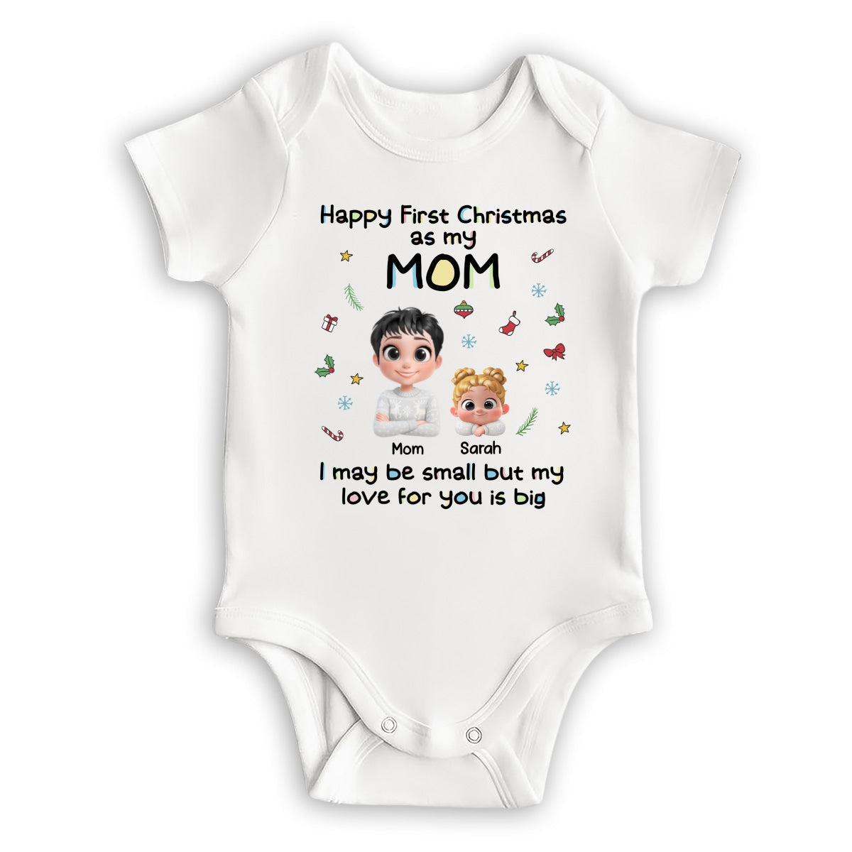 First Christmas With Mom - Personalized Baby Onesie