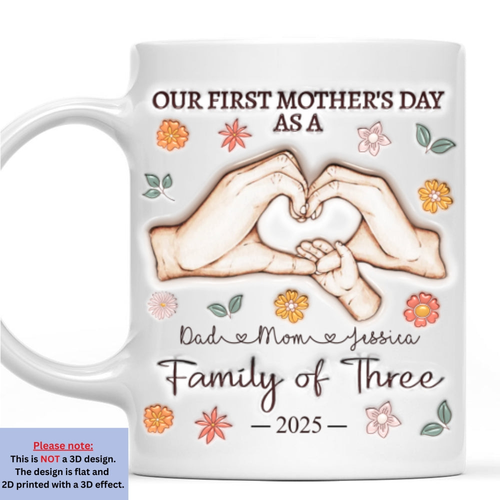 Custom Christmas & Birthday Keepsake Gift • Our First Mother Day - Personalized 3D Inflated Effect Mug