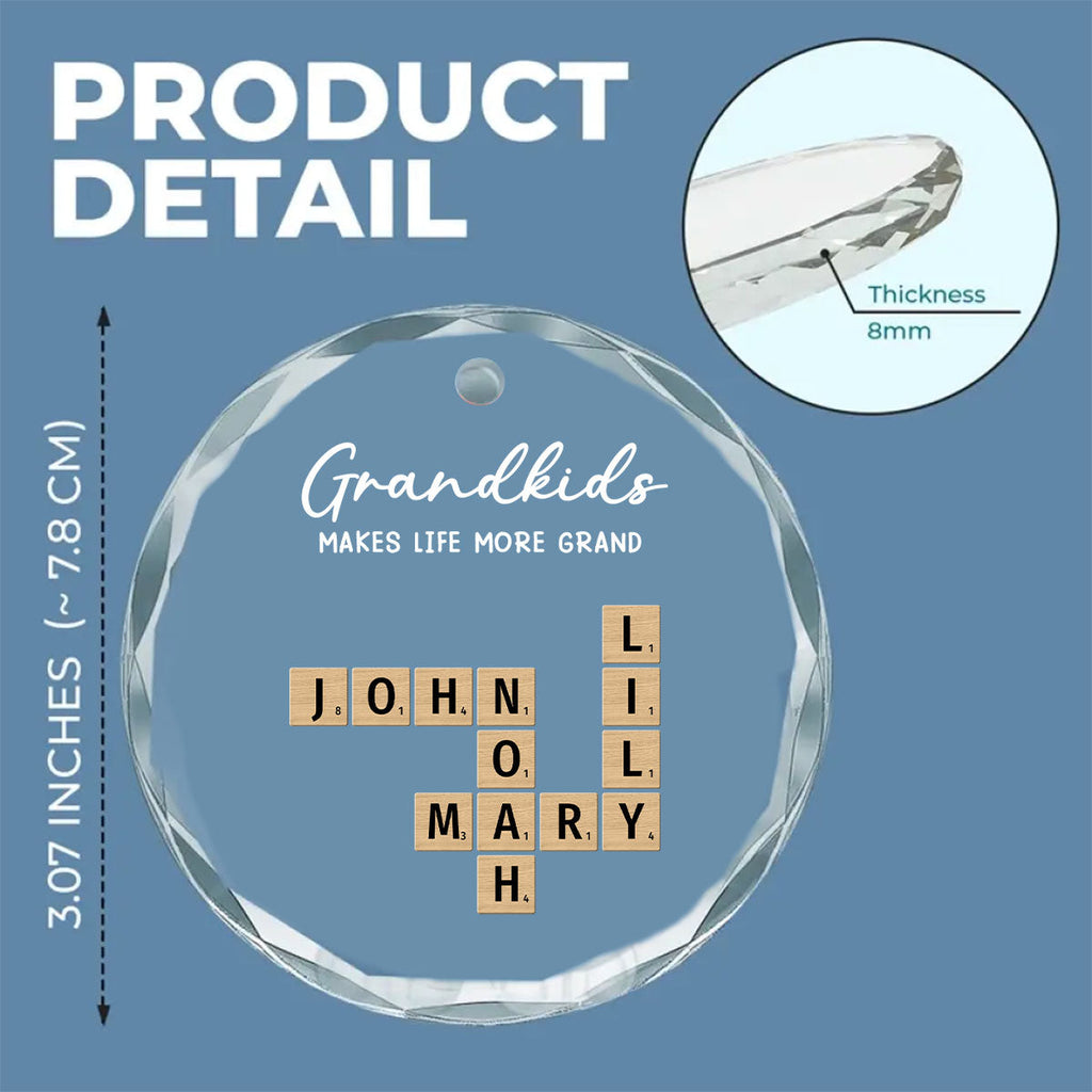 Custom Family Ornament, Christmas Gift for Family Members •  Grandkids Make Every Day Brighter - Personalized Glass Ornament