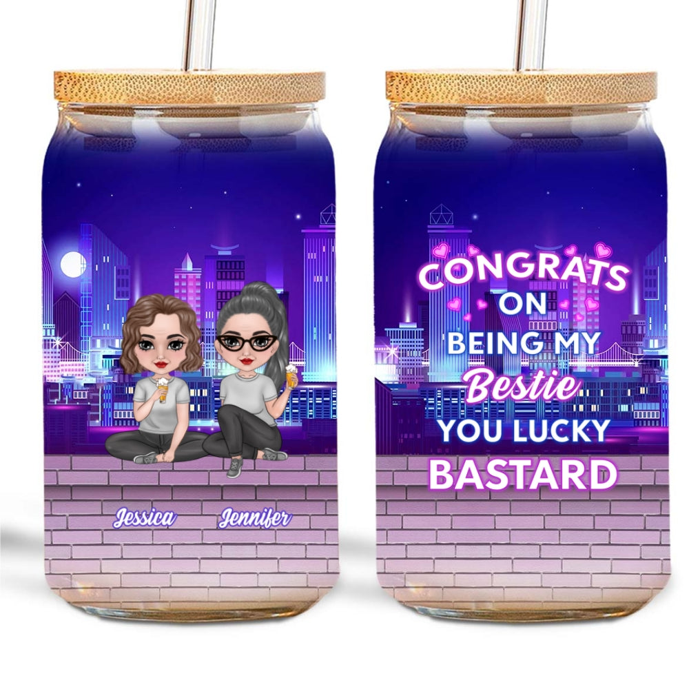 Congrats On Being My Bestie - Personalized Glass Can
