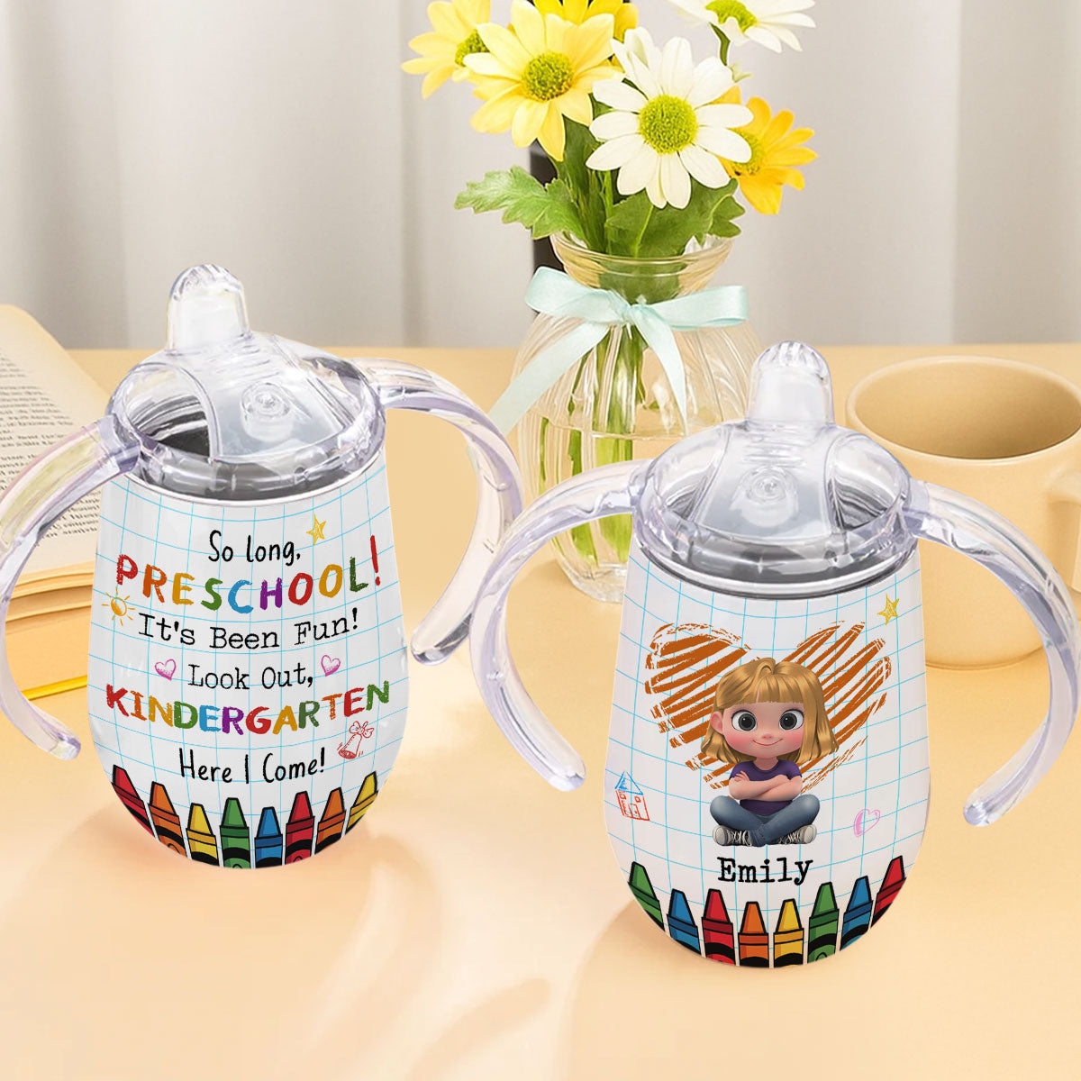 Look Out Kindergarten - Personalized Sippy Cup With Handles