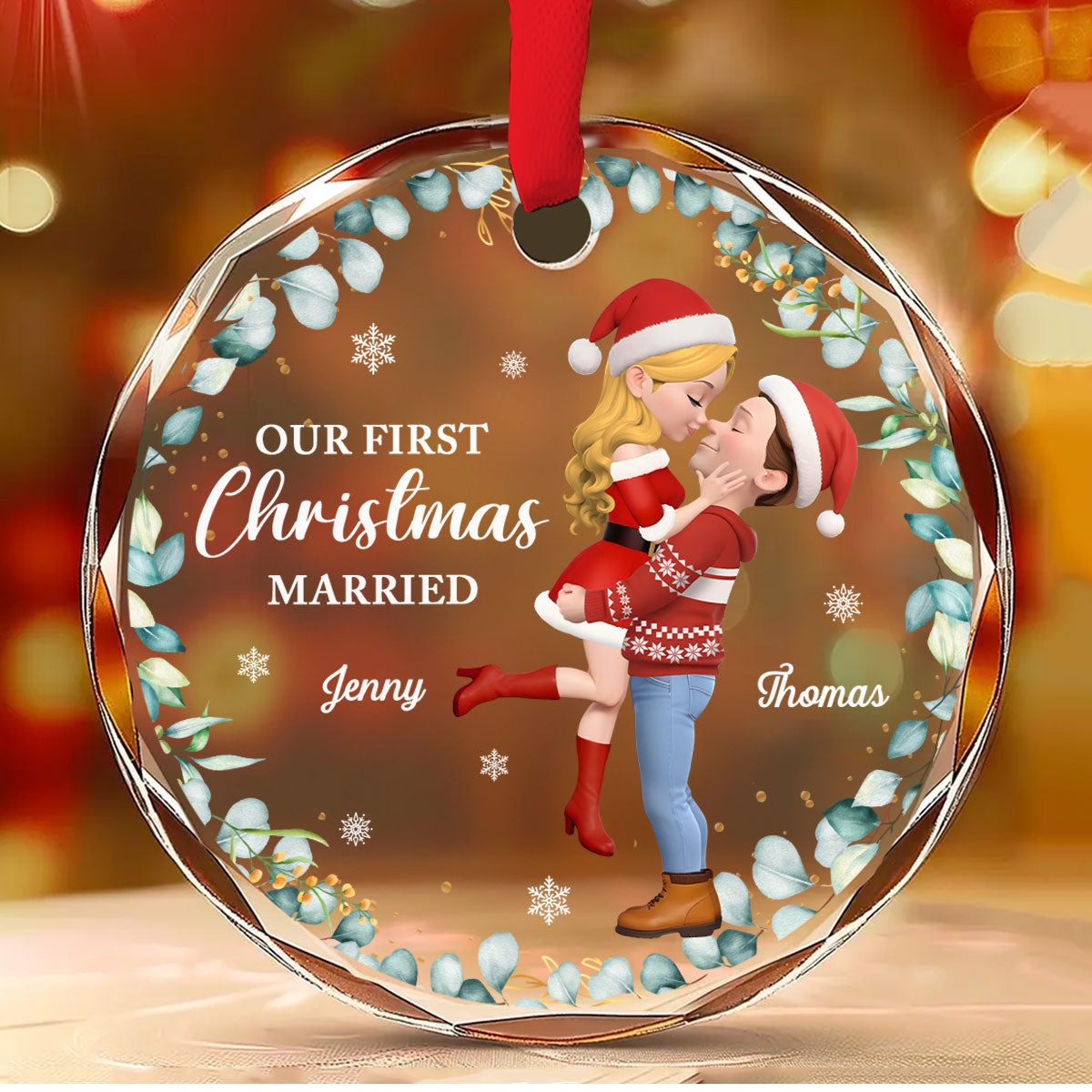 Custom Keepsake Christmas Ornament •  First Christmas Of Us - Personalized Glass Ornament