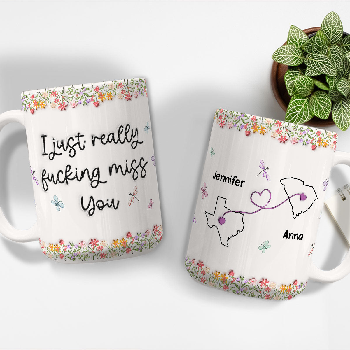 Custom Best Friend, Christmas & Birthday Friendship Keepsake Gift • I Just Really Miss You - Personalized 3D Inflated Effect Mug