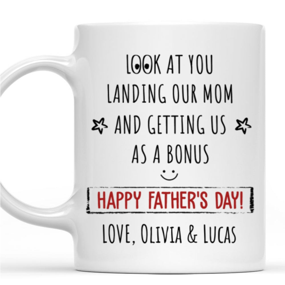 Custom Christmas & Birthday Keepsake Gift • Best Bonus Dad Ever - Personalized Coffee Mug