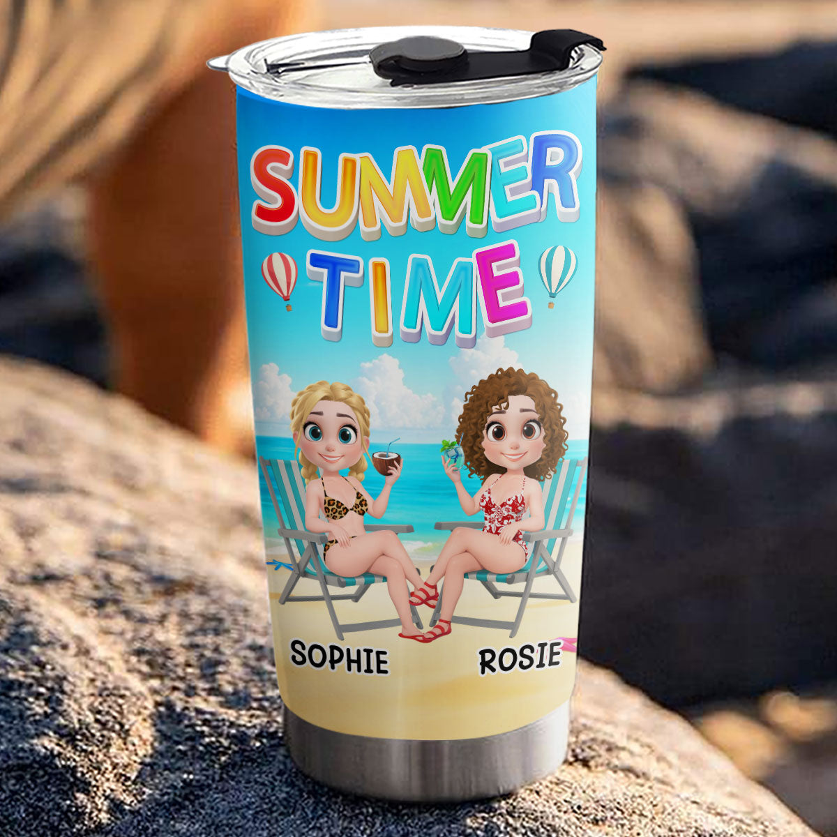 Custom Christmas Birthday Gifts For Best Friend • Besties Summer - Personalized Tumbler