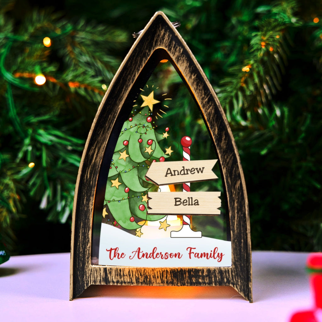 Custom Name Christmas Table Light, Gift for Family Members • Family Name - Personalized Table Lantern