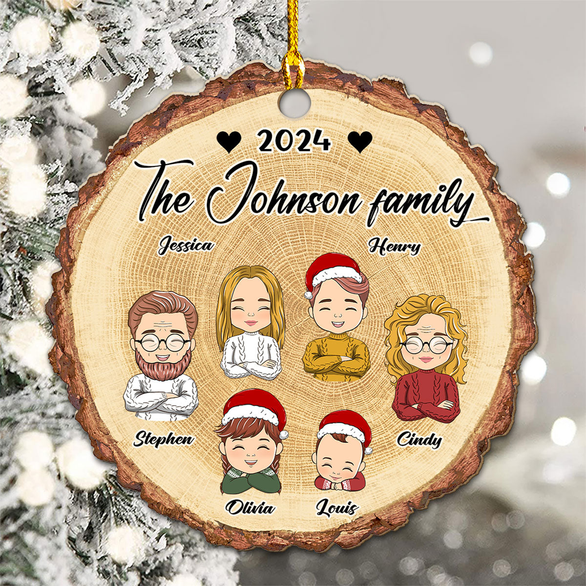 Custom Family Ornament, Christmas Gift for Family Members •  I Love My Family - Personalized Wood Ornament
