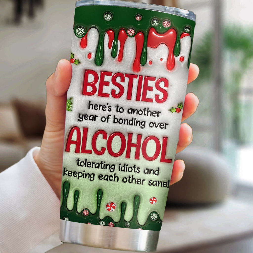 Custom Christmas Birthday Gifts For Best Friend • Merry Christmas My Bestie - Personalized 3D Inflated Effect Tumbler