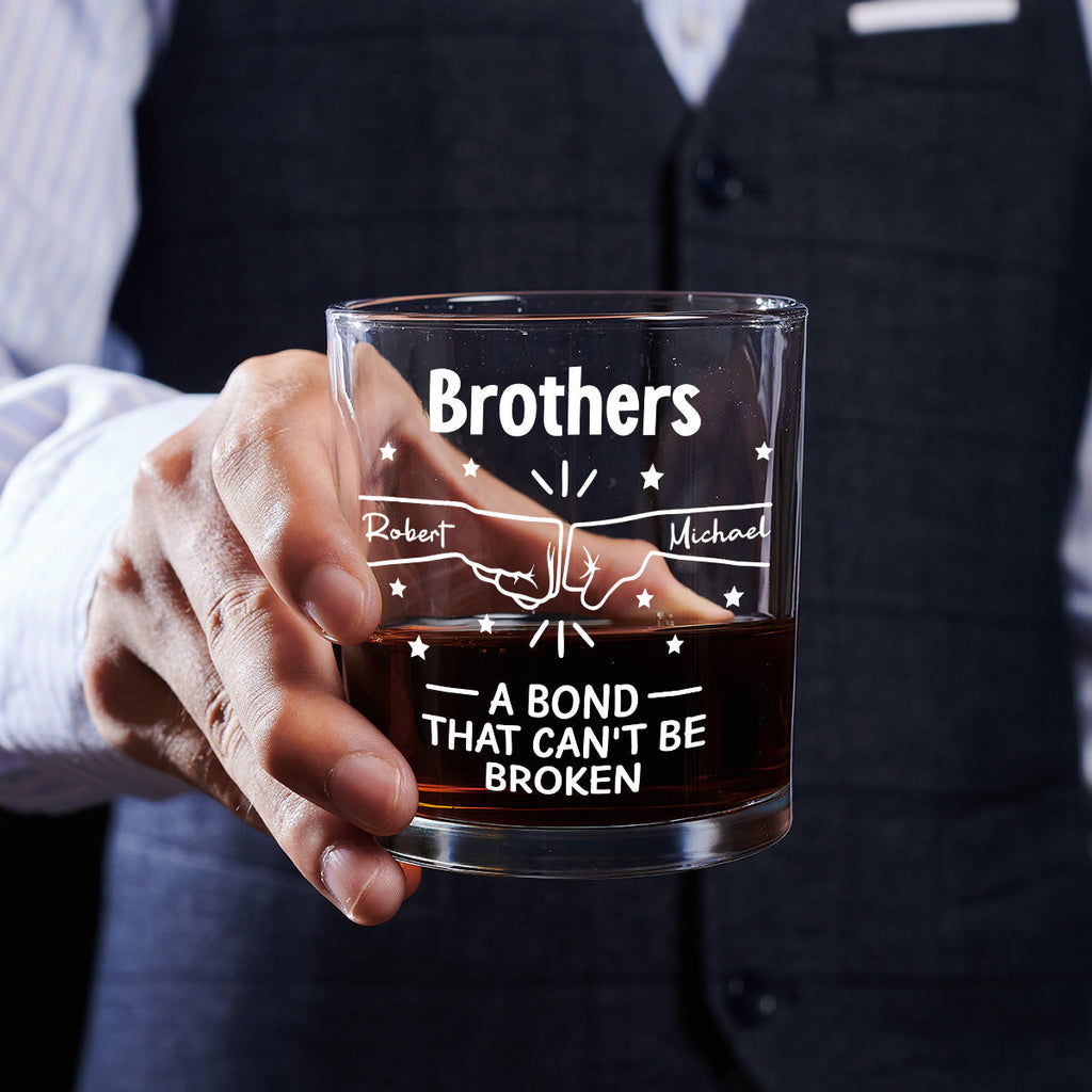 Custom Christmas Birthday Drinkware Gifts for Brother • A Bond Between Brothers - Personalized Whiskey Glass