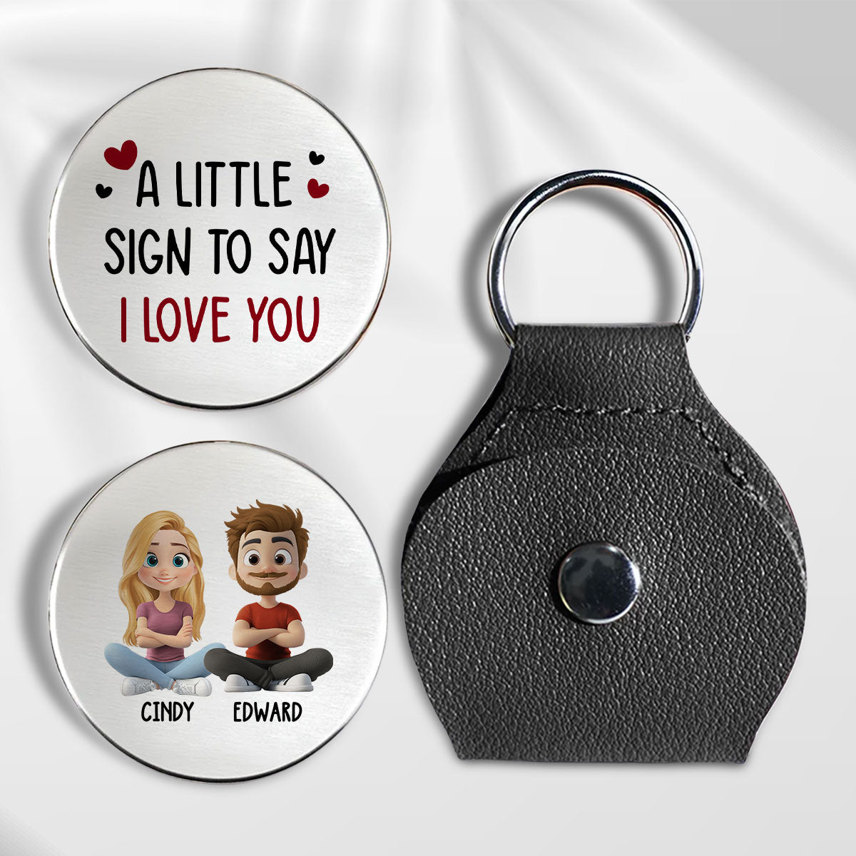 Custom Coin Keychain for Husband, Couple Anniversary Valentine's Day Gifts • A Little Sign For You - Personalized Pocket Hug
