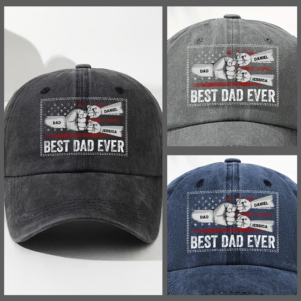 Custom Christmas Headwear Birthday Gifts for Dad • His Strength Begins With Love - Personalized Vintage Washed Denim Cap