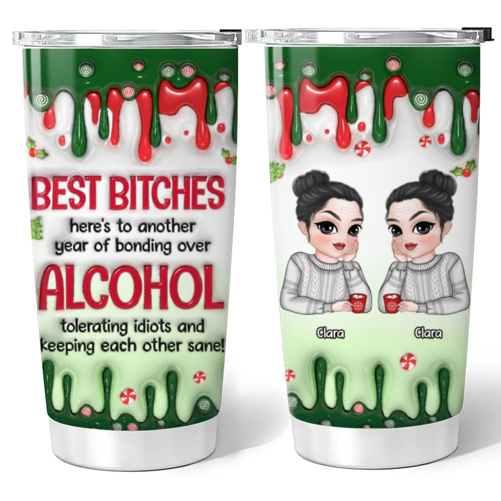 Custom Christmas Birthday Gifts For Best Friend • Merry Christmas My Bestie - Personalized 3D Inflated Effect Tumbler