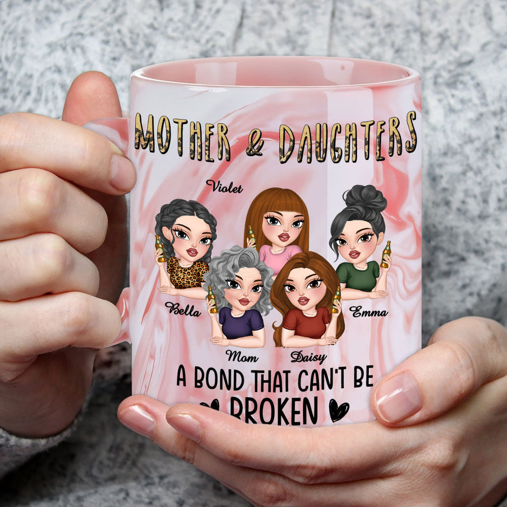 Custom Mother's Day Gift for Mom & Grandma • A Bond That Can't Be Broken - Personalized Pink Marble Mug