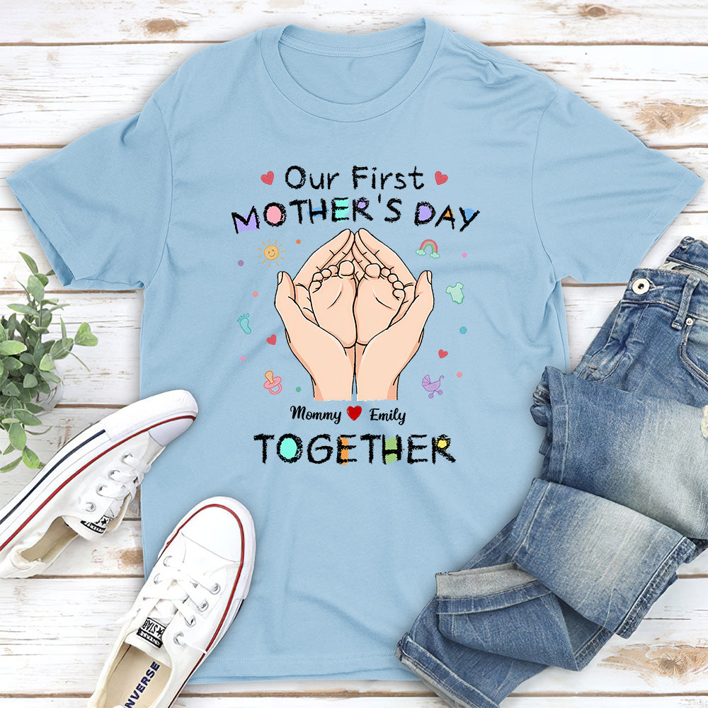 Custom First Mother's Day, Christmas Gift for New Mom • Our 1st Mothers Day - Personalized T-shirt And Onesie