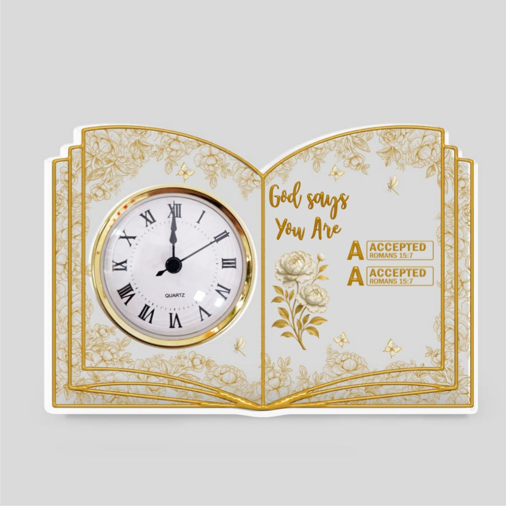 Custom Family Decor, Christmas Birthday Family Keepsake • God Says You Are Bible - Personalized Acrylic Desk Clock Plaque