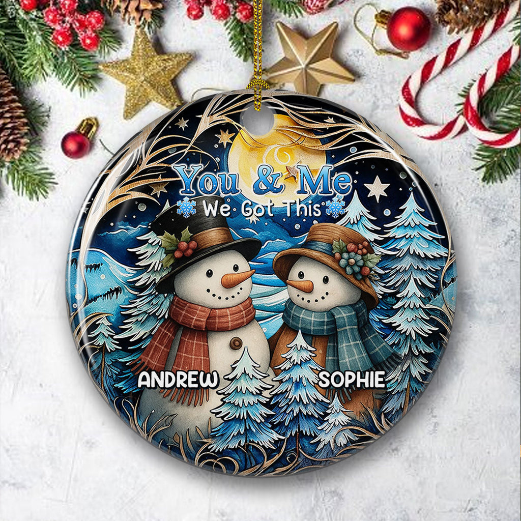 Custom Couple Christmas Ornament, Anniversary Gift •  Timeless Winter Ornament - Personalized Ceramic Ornament