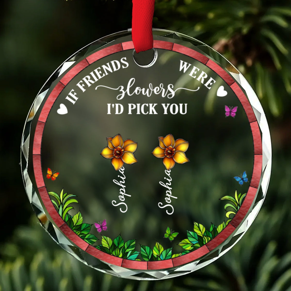 Custom Friendship Christmas Ornament, Best Friend Gift •  I Would Pick You - Personalized Glass Ornament