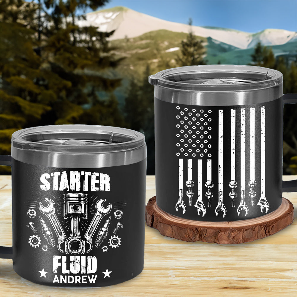 Custom Christmas Birthday Gifts For Dad • Legendary Wrench Master - Personalized 14oz Stainless Steel Tumbler With Handle
