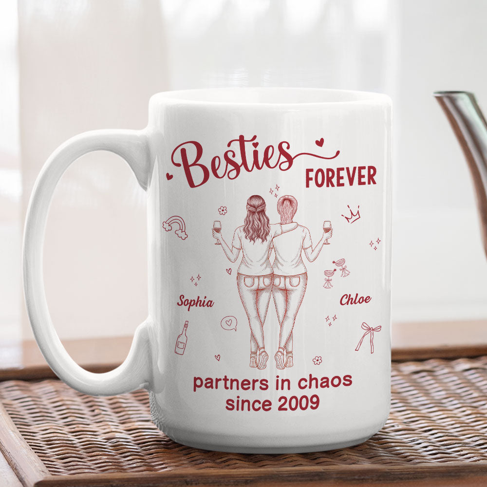 Custom Best Friend, Christmas & Birthday Friendship Keepsake Gift • Partners In Chaos - Personalized Coffee Mug