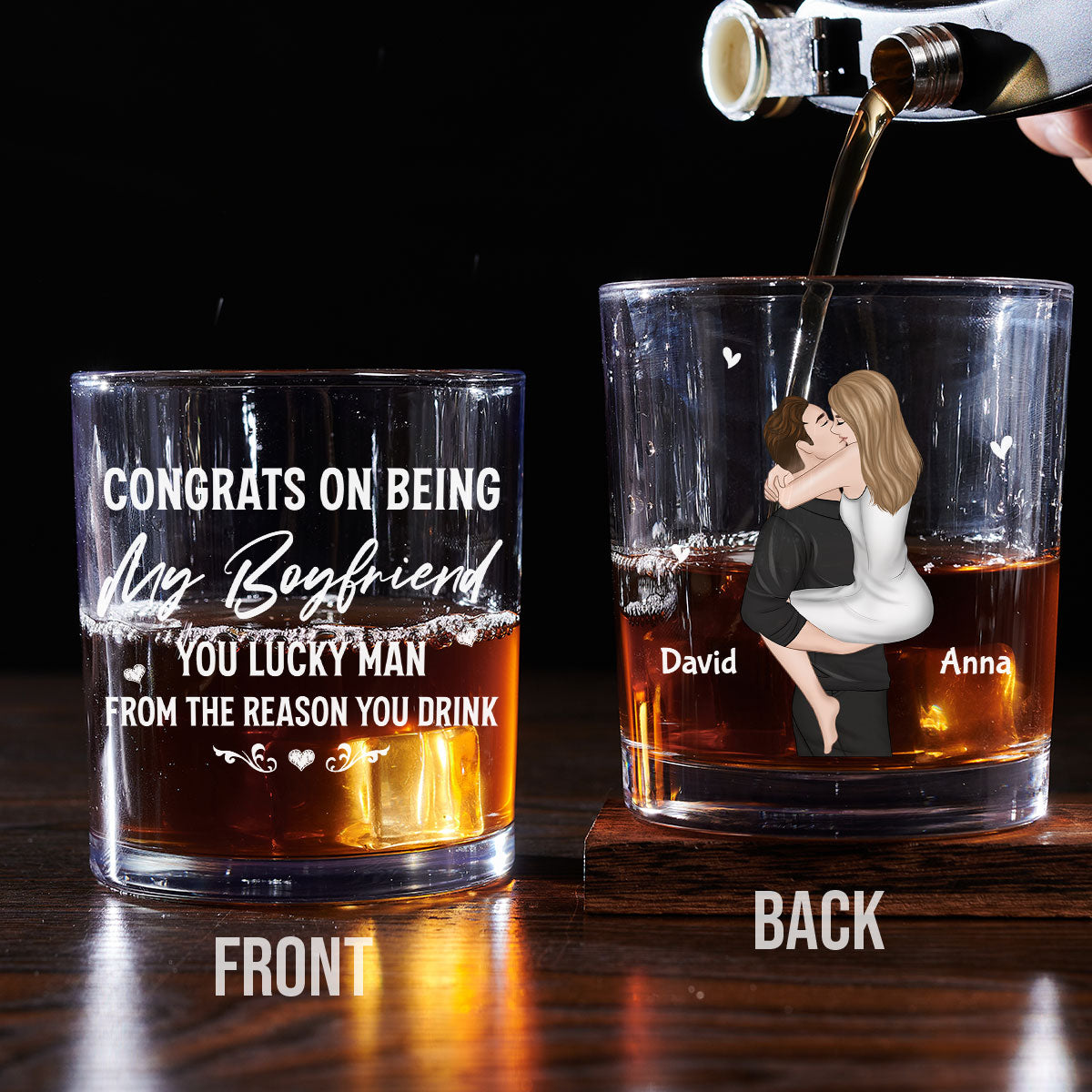 Custom Christmas Anniversary Birthday Drinkware Gifts for Couple • Congrats On Being My Husband - Personalized Whiskey Glass