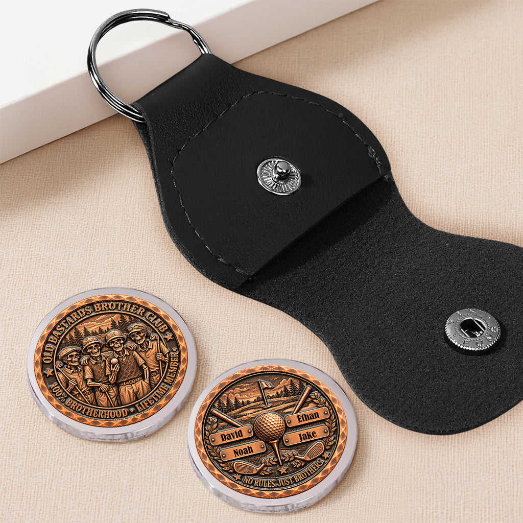 Custom Besties Coin Keychain, Friendship Birthday Gifts • Born To Golf Together Forever - Personalized 3D Printing Pocket Hug