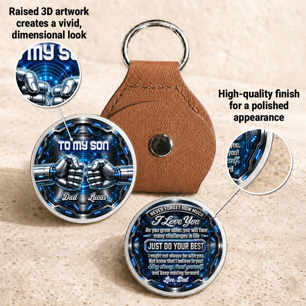 Custom Coin Keychain for Son, Father's Day Birthday Gifts • Stay Strong Trust Yourself - Personalized 3D Printing Pocket Hug