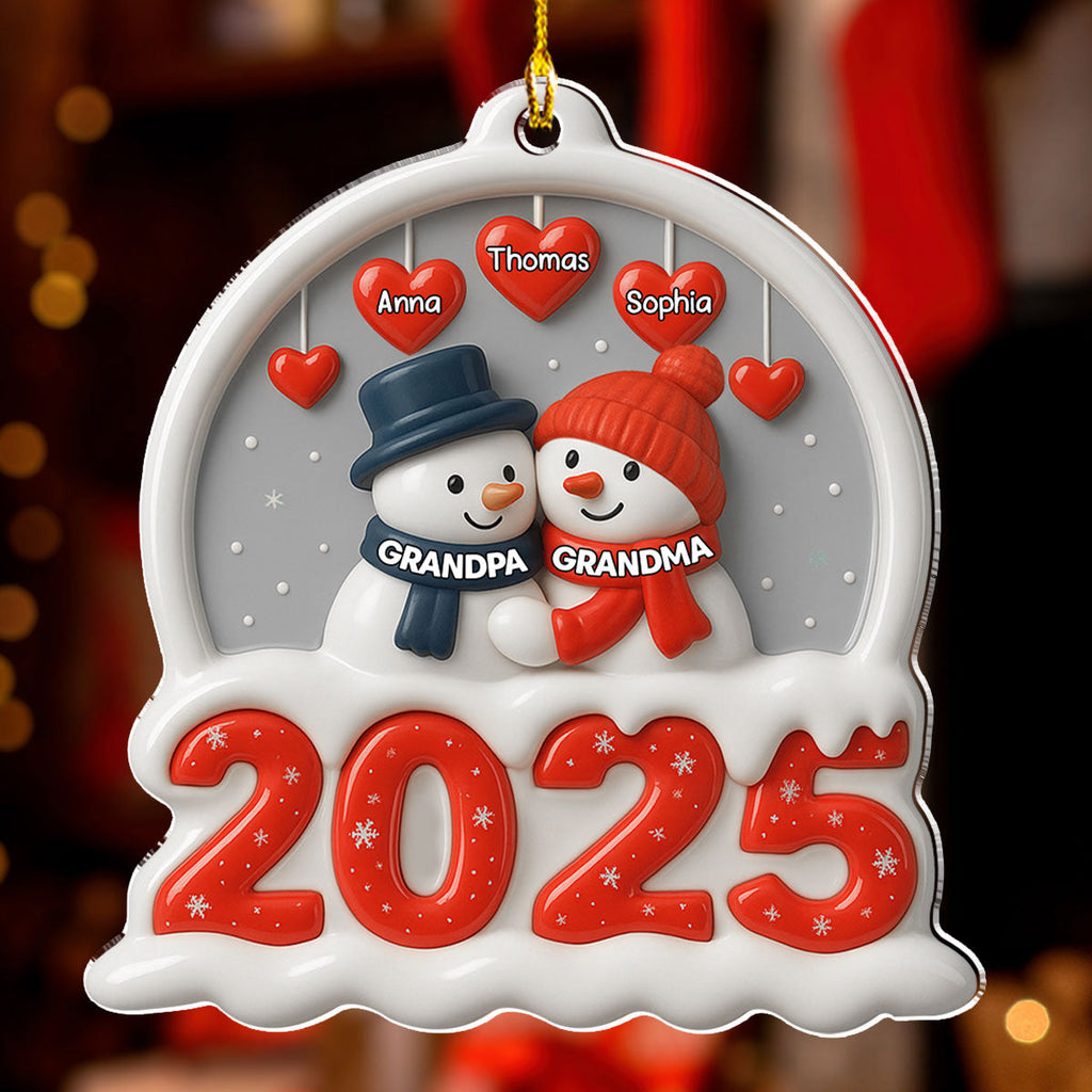 Custom Family Ornament, Christmas Gift for Family Members •  Grandma Grandpa And Grandkids Christmas - Personalized Acrylic Ornament