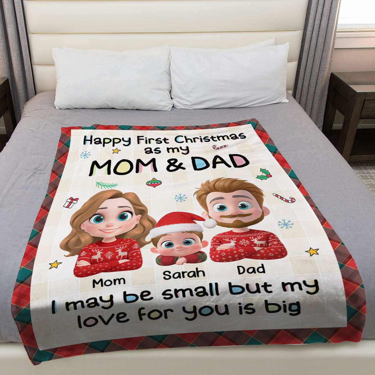 First Christmas With Mom And Dad - Personalized Fleece Blanket
