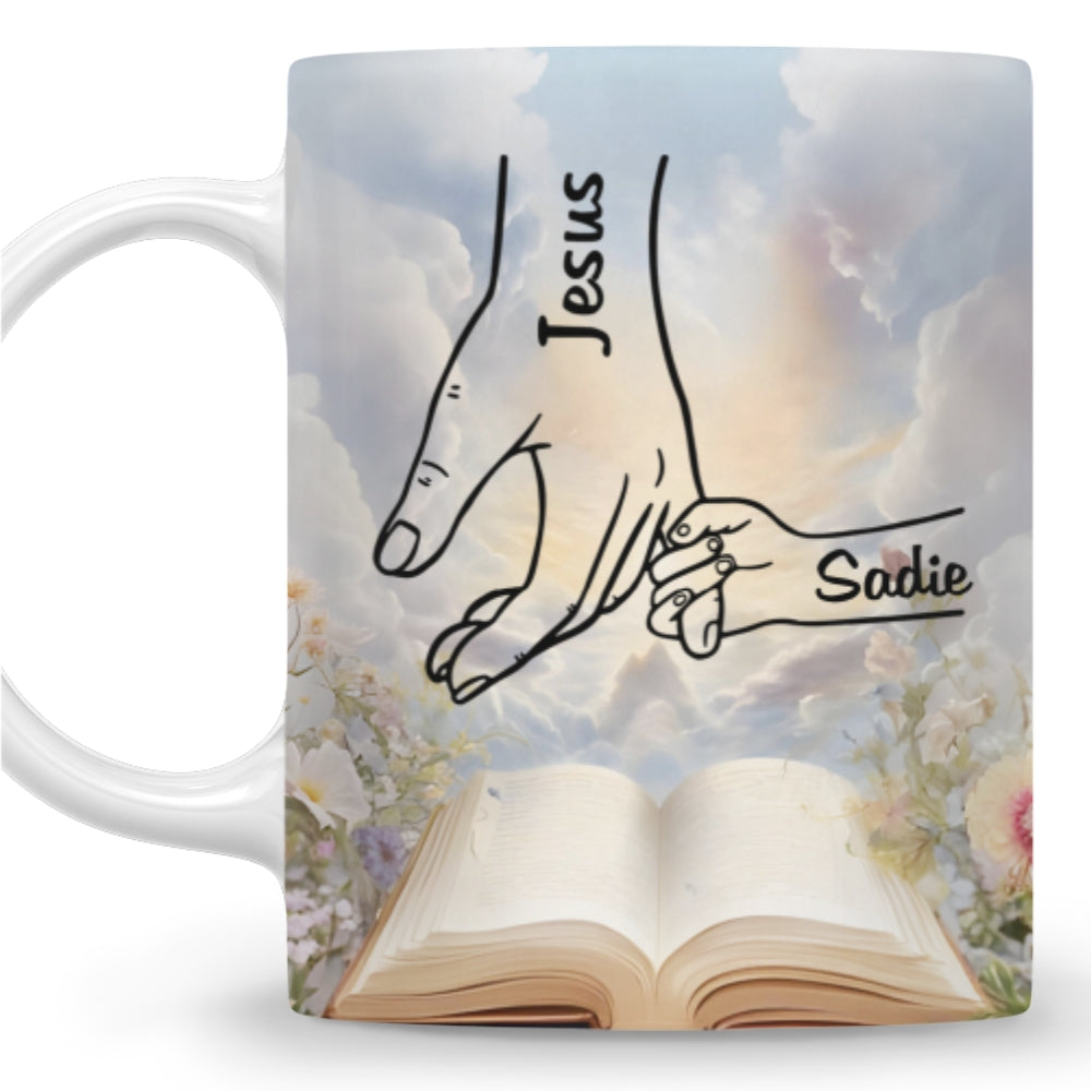 Custom Christmas & Birthday Gift for Mom • God Holds Our Hands - Personalized Coffee Mug