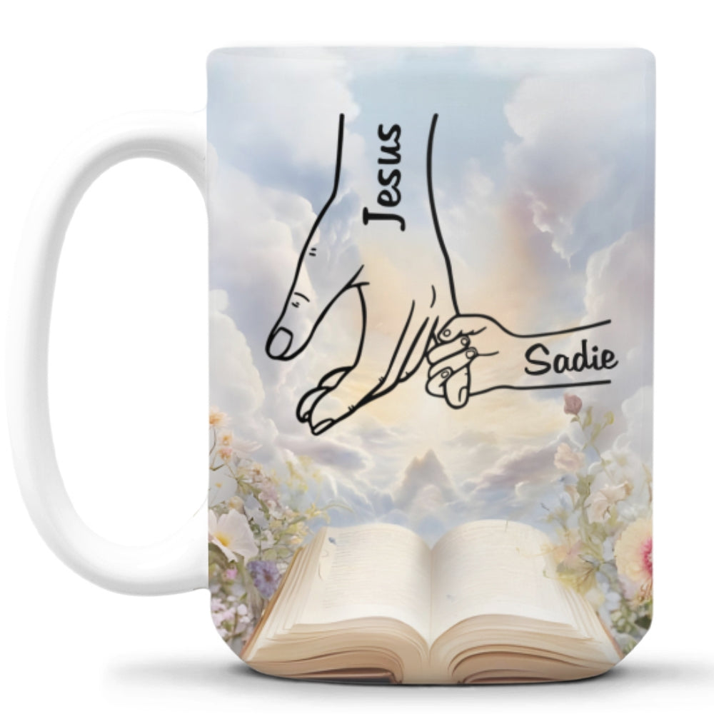 Custom Christmas & Birthday Gift for Mom • God Holds Our Hands - Personalized Coffee Mug